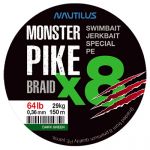 Шнур Nautilus Monster Pike Braid X8 Dark Green 150м d-0.36 29кг 64lb