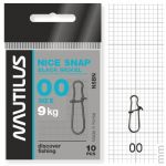 Застежка Nautilus Nice Snap black nickel size # 00 тест 9кг
