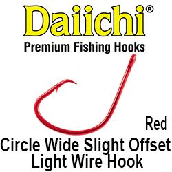 Daiichi Circle Wide Slight Offset Light Wire Hook Red
