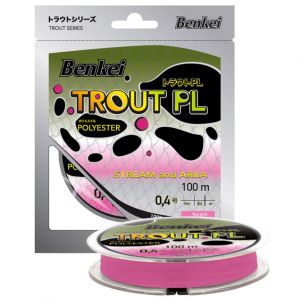 Леска полиэстер Benkei Trout PL 100m розовый fluo #06 (0,128mm), 1,45kg