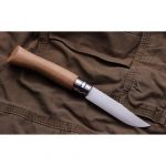 Нож Opinel №7, нержавеющая сталь, бук, с кожаным темляком