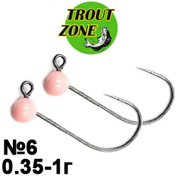 Trout Zone Джиг-головка вольфрам №6 розовый
