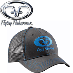 Flying Fisherman Neon Blue Logo Trucker Hat Graphite