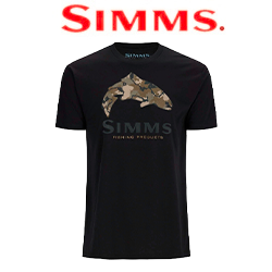 Simms Trout Regiment Camo Fill T-Shirt, Black