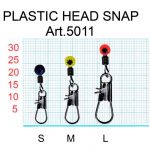 Застежка с вертлюжком Fish Season Plastic Head Snap "Пластик", №M (14 кг), (уп. 5 шт.)