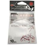 Крючок Koi Ryusen-Ring-2BH, размер 8 (INT), цвет RED (10 шт.)