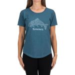 Футболка Simms Women's Floral Trout T-Shirt, Steel Blue Heather, XS