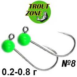 Trout Zone Джиг-головка вольфрам №8 гриншартрез