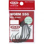 Крючок офсетный Vanfook WORM-55G Mat Green №5/0, 5 pcs/pack