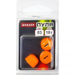 Груз крашеный Призёр "Пуля" для Спиралей JIG SPRING 24 гр, цвет 03-оранжевый, 3 шт/упак