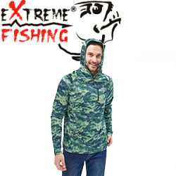 Extreme Fishing Addiction UPF 50+ Green Mirage с капюшоном и карманом