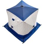 Палатка зимняя куб "Следопыт" 1,8 х1,8 м, Oxford 210D PU 1000, S по полу 3,2 кв.м, цв. синий/белый с принт (PF-TW-31)
