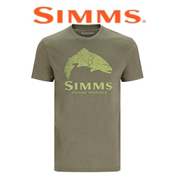 Simms Wood Trout Fill T-Shirt, Military Heather/Neon