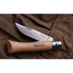 Нож Opinel №7, нержавеющая сталь, бук, с кожаным темляком
