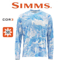 Simms SolarFlex LS Crewneck Print Cloud Camo Blue