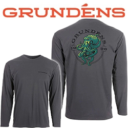 Grundens Tech Tee LS Shirt, Kraken Print Anchor