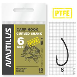 Крючок Nautilus Carp Curved Shank NK-1PTFE № 6