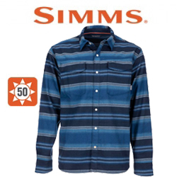 Simms Gallatin Flannel LS Shirt, Rich Blue Stripe