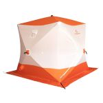 Палатка зимняя куб "Следопыт" 2,1 х2,1 м, Oxford 210D PU 1000, S по полу 4,4 кв.м, цв. оранжевый/белый (PF-TW-06)