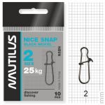 Застежка Nautilus Nice Snap black nickel size # 2 тест 25кг