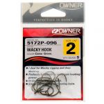 Одинарный крючок Owner 5172P Wacky Hook, green №2 9шт