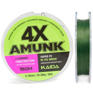 Плетеный шнур Kaida Amunk Super PE 4x Green 150м 0,20мм 40lb
