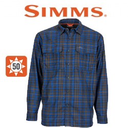 Simms Coldweather LS Shirt, Rich Blue Admiral Plaid