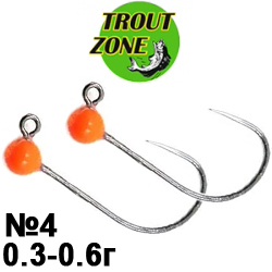 Trout Zone Джиг-головка вольфрам №4 оранжевый
