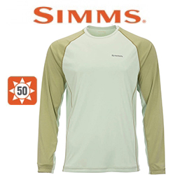 Simms SolarFlex LS Crewneck - Solid, Lt.Green/Sage Heather