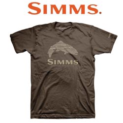 Simms Stacked Typo Logo T-Shirt Trout Brown
