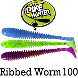 Pike Hunter Ribbed Worm 4.0" 10 см.