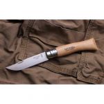 Нож Opinel №7, нержавеющая сталь, бук, с кожаным темляком